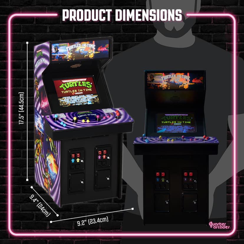Numskull Quarter Arcades TMNT Turtles In Time Collector's Edition Mini Arcade - 1/4 Scale Authentic Wooden Replica, Original ROM, Rechargeable Battery & 3W Speakers for Retro Enthusiasts [video game] - 2