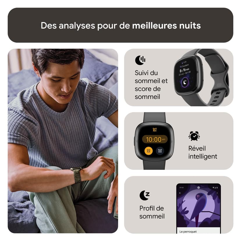 Google Fitbit Sense 2 Smartwatch per fitness e benessere con GPS integrato, fino a 6 giorni di autonomia e compatibile con Compatible with iOS 15 & Android OS 9.0 - 3