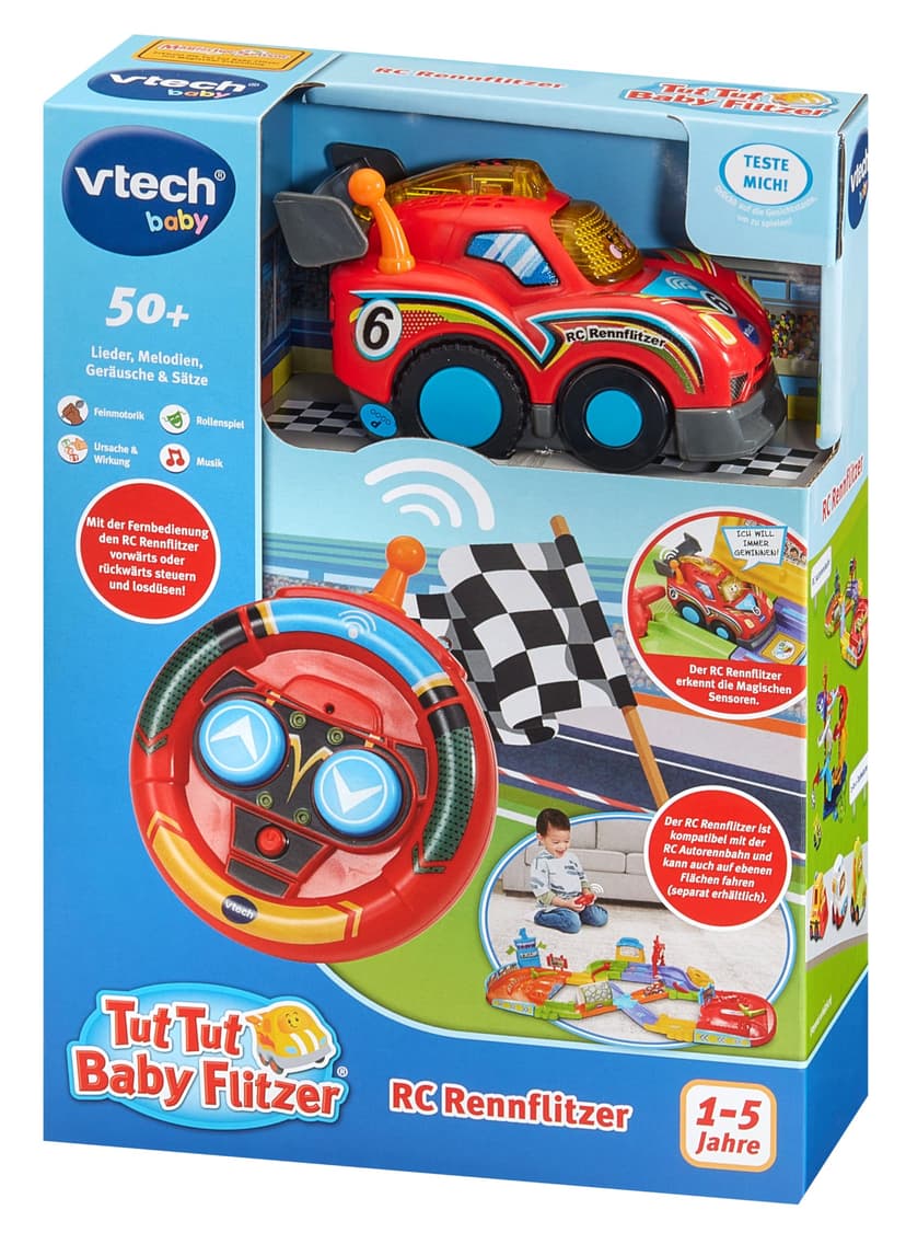 Vtech Baby TUT TUT Baby Speedster - RC Racing Speedster - Remote Controlled Toy Car with Light and Action Buttons, Music, Exciting Phrases and Sounds - For Children Aged 1-5 Years - 7