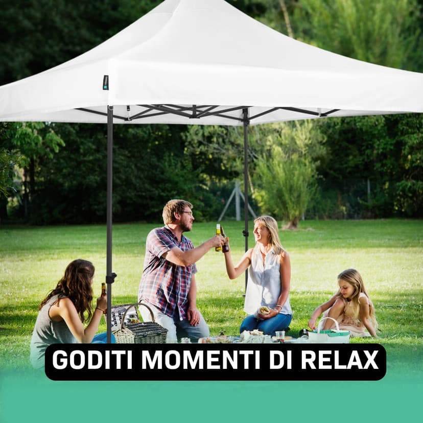 VONROC Tente Easy-Up - 3x3 m – Pliante - Design Modulaire : Auvent, Tonelle, Chapiteau, Marchés Saisons – Pliable – Imperméable – Cadre en Acier - Protection UV 50+ - Blanc - Sac de Rangement Inclus - 3