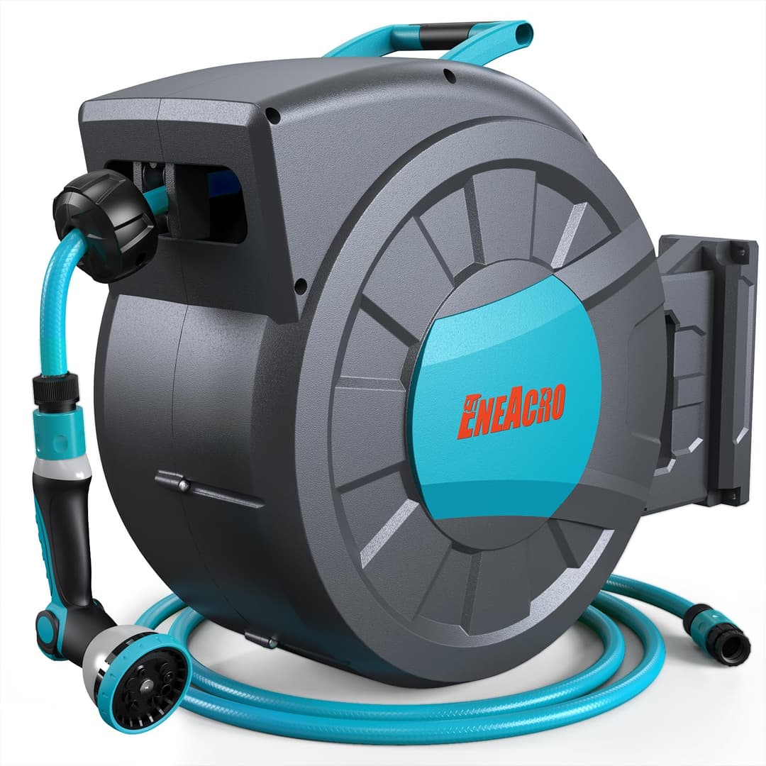 ENEACRO 35+2M Retractable Garden Hose Reel with Wall Moun…