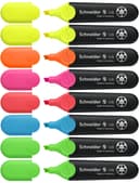 Schneider Highlighter Job refillable pens, Assorted Colours, Pack of 8, Yellow, Orange, Pink, Red, Blue, Green) - 1