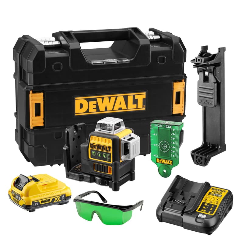 DEWALT - Laser en croix vert XR 12V 3x360°, avec 1x batterie 2Ah, DCE089D1G-QW - 1