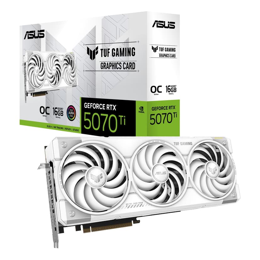 ASUS TUF Gaming GeForce RTX 5070 Ti 16GB GDDR7 BTF White OC Edition Graphics Card (NVIDIA DLSS 4, 3,125-Slot, PCIe 5.0, 3X DisplayPort 2.1b, 2X HDMI 2.1b, GC-HPWR, White, TUF-RTX5070TI-O16G-BTF-WHITE) - 1