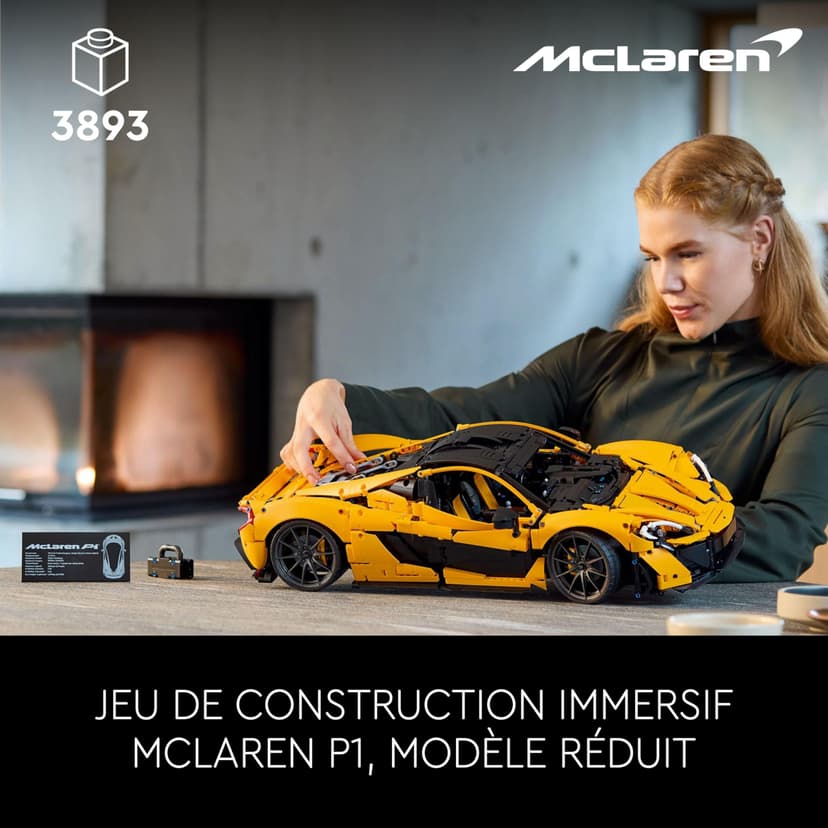 LEGO Technic McLaren P1 Hypercar Building Set, Scale Model Car Kit for Adults to Build, Collectible Vehicle with V8 Piston Engine and 7-Speed Gearbox, Gift for Men, Women, Him or Her 42172 - 2