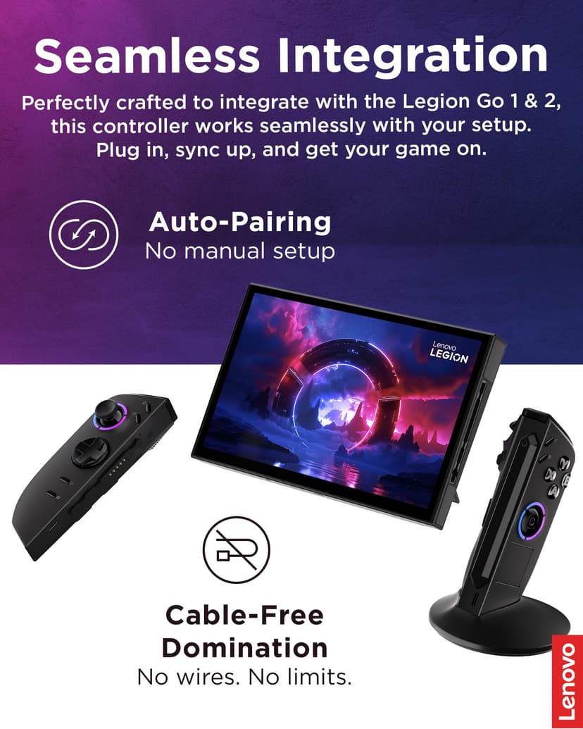 Lenovo Legion Go 2 Right Controller, Works with Legion Go 1 & 2, Hall Effect Joystick and Triggers, 10m Range, Black - 6