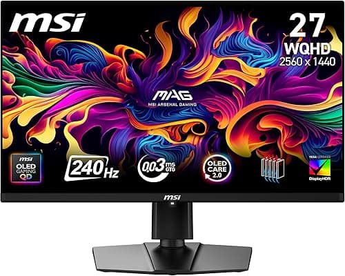 MSI MAG 273QP QD-OLED X24 écran Gaming 26,5" WQHD - Dalle Quantum Dot OLED 2560 x 1440, 240Hz / 0,03ms, 99.1% DCI-P3, ΔE≤2, DisplayHDR True Black 400 - DP 1.4a, HDMI 2.1