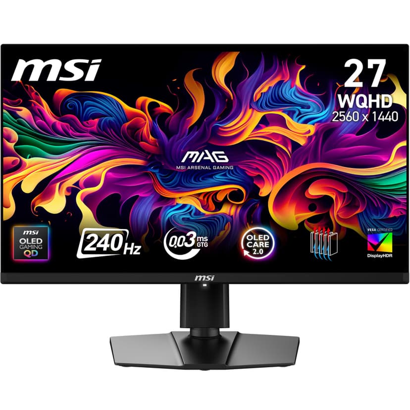 MSI MAG 273QP QD-OLED X24 écran Gaming 26,5" WQHD - Dalle Quantum Dot OLED 2560 x 1440, 240Hz / 0,03ms, 99.1% DCI-P3, ΔE≤2, DisplayHDR True Black 400 - DP 1.4a, HDMI 2.1 - 1