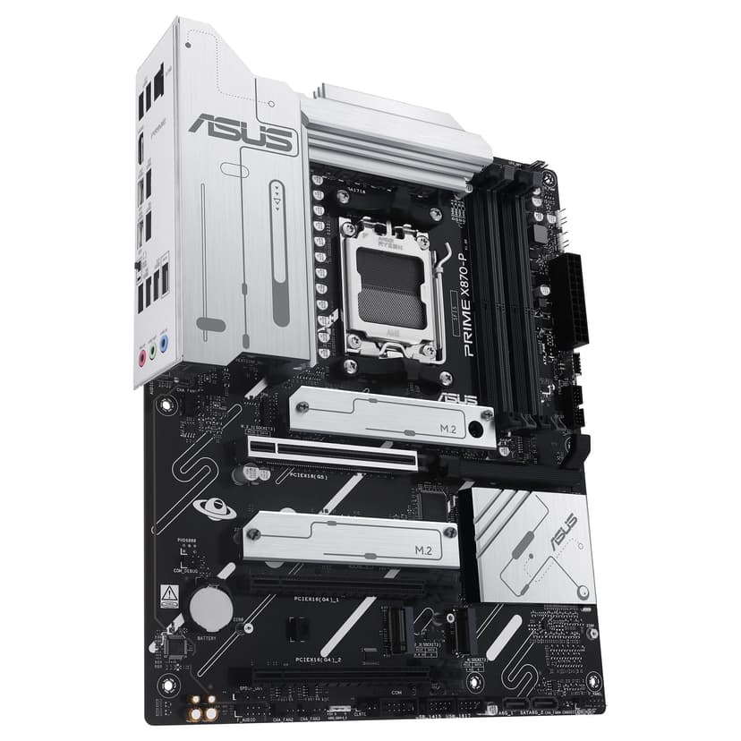 ASUS PRIME X870-P AMD ATX motherboard, 14-2-1(80A) power stages, PCIe 5.0 x16 slot with full support for next-gen graphics cards, four M.2 slots, DDR5 slots, PCIe Slot Q-Release - 5