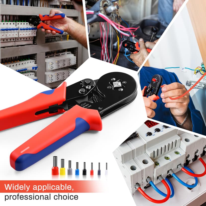 Crimping Pliers Set with 1200 Ferrules - Self-Adjusting Ferrules for All Cross Sections from 0.25 to 10 mm² | Your Complete Wire End Ferrules Set & Crimping Pliers Set - 7