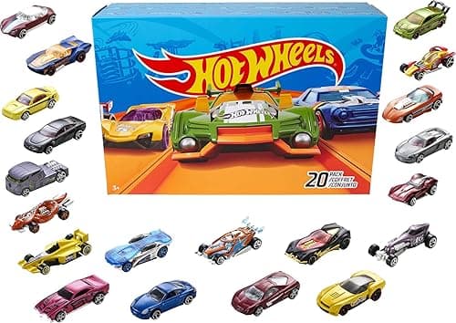 Hot Wheels Set of 20 Toy Cars (Assorted Styles, One Random Set) Toy Trucks and Cars in 1:64 Scale with Realistic Details and Decos, Collectible for Kids Ages 3 and Up, DXY59