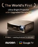Aurzen EAZZE D1 MAX Upgraded Google TV Smart Projector 4K Supported, Ultra-Bright 1000 ANSI Lumens, MEMC Tech, Fully Automatics, 20W Dolby Audio, Home Theater Movie Projector with WiFi and Bluetooth - 2