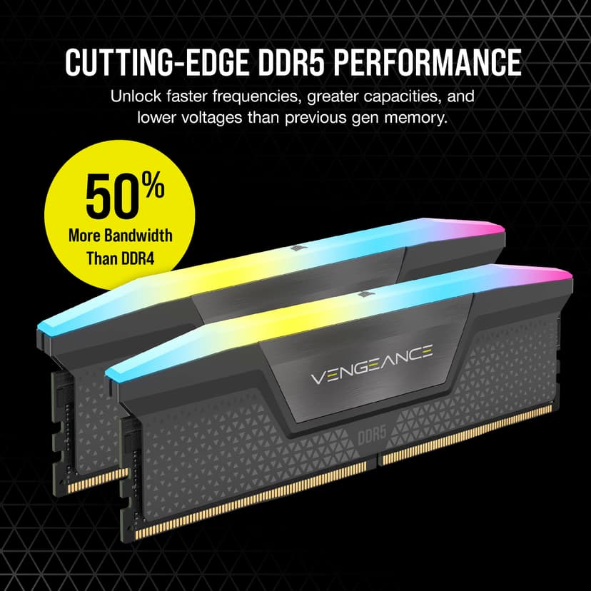 CORSAIR VENGEANCE RGB DDR5 32GB (2x16GB) DDR5 6000MHz CL36 AMD EXPO Intel XMP iCUE Compatible Computer Memory – Gray (CMH32GX5M2E6000Z36) - 3