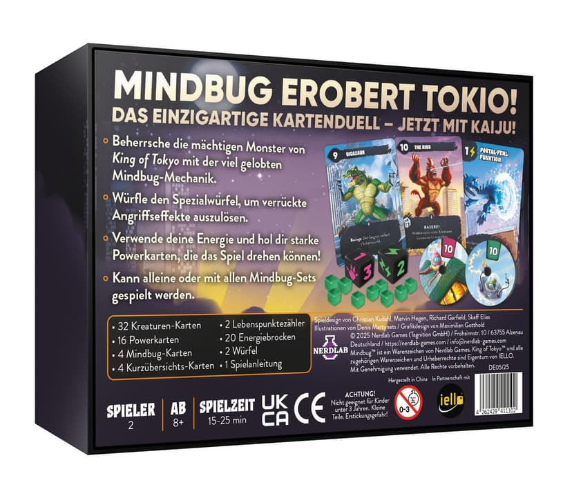 Nerdlab Games Mindbug x King of Tokyo, Strategic Card Game, Crossover of Mindbug and King of Tokyo, for 2 Players Aged 8+, 15-25 Minutes Playing Time - 2