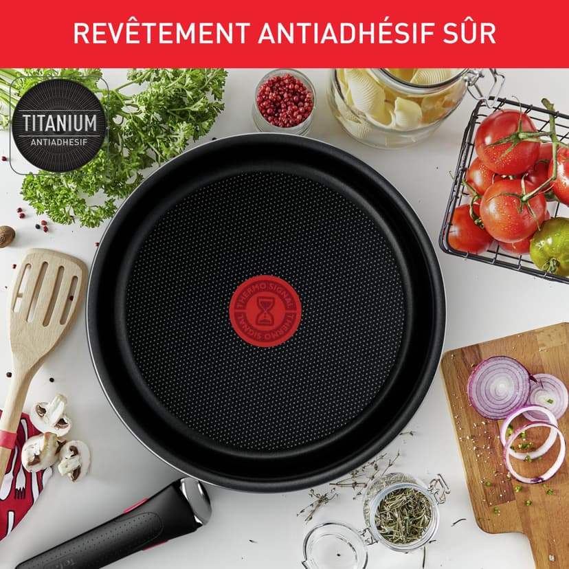 Tefal Ingenio Batterie de cuisine 10 pièces, Poêles, Casseroles, Couvercles, Poignée, Non induction, Revêtement antiadhésif, Empilable, Compatible lave-vaisselle, Fabriqué en France, Easy On L1599902 - 4