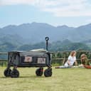TIMBER RIDGE XXL Chariot de Transport Pliable avec Frein Chariot Plage à roulettes Tout Terrain Roues Amovibles Poignée Réglable Poche Latérale pour Jardin Plage Camping Pique-Nique BBQ Match - 2