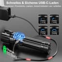 Shadowhawk LED Torch 500,000 Lumens, Extremely Bright USB Rechargeable Tactical Flashlight with Holster XHP70.2, IP67 Waterproof 5 Light Modes for Camping Hiking Emergencies - 5