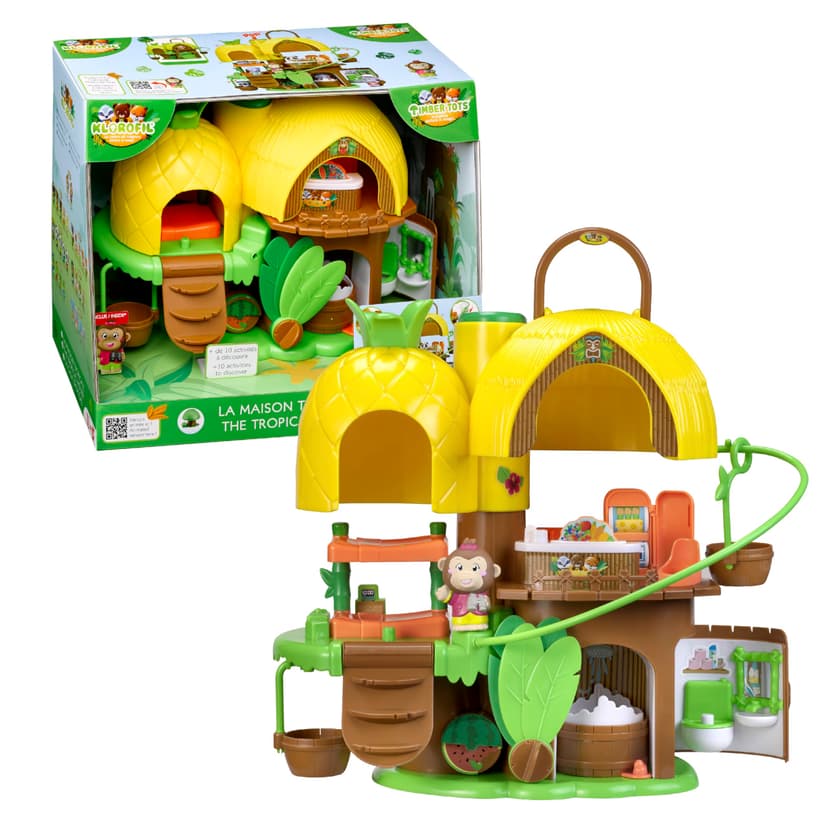 Klorofil – Casa Tropicale Mondo in Miniatura – Da 18 Mesi – Camera, Cucina, Bagno, Teleferica – Pop Up, Specchio, Ruota Frutta – 1 Personaggio Incluso – Idea Regalo Giocattolo Bambino - 1