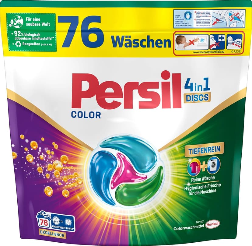 Persil Colour 4-in-1 DISCS 76 Washing Loads, Detergent with Deep Clean Technology, Colour Detergent for Pure Laundry and Hygienic Freshness for the Machine - 1