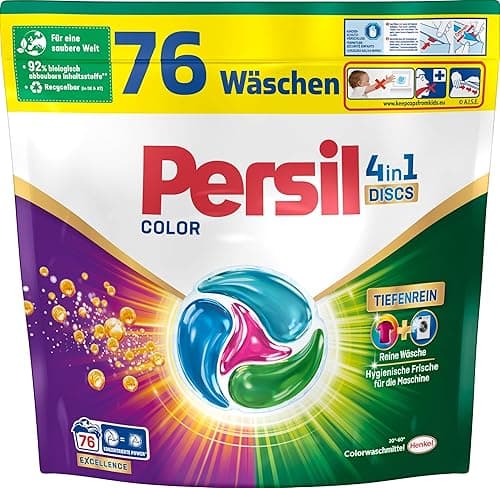 Persil Colour 4-in-1 DISCS 76 Washing Loads, Detergent with Deep Clean Technology, Colour Detergent for Pure Laundry and Hygienic Freshness for the Machine