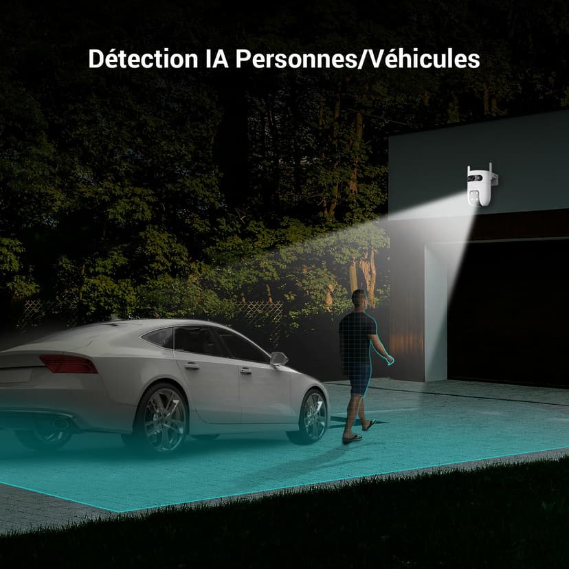 EZVIZ 3MP+3MP Caméra Surveillance WiFi Extérieure à Double Objectif, 360° PTZ Camera, Suivi Auto, Détection de Forme Humaine/Véhicule,Défense Active,Vision Nocturne Couleur 40M, C9c 2K Dual - 8