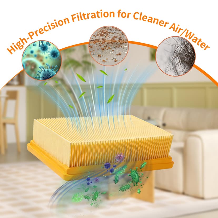 KFI 487 Vacuum Cleaner Bags with 2 Filters Replacement for Kärcher WD4 WD5 WD6 WD5 P WD6 P MV4 MV5 MV6, Fleece Filter Bags for Kärcher 2.863-006.0, Filter Set KFI 4410 Filter (2.863-005.00) Pack of 10 - 5