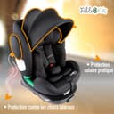 FableKids Siège enfant NORA noir | Siège auto i-Size pivotant à 360° 40-150 cm | Siège dos à la route avec ISOFIX et jambe de force | Appuie-tête et dossier réglables en hauteur | Certifié ECE R129/04 - 4