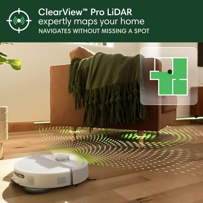 iRobot Roomba Plus 505 Combo Robot + AutoWash - Base Multifonction - Lavage et séchage à l'air Chaud des lingettes - PrecisionVision IA - LiDAR Clearview Pro - 75 Jours d'autovidage - Blanc - 8