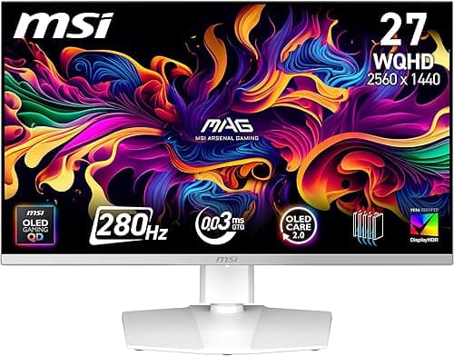 MSI MAG 272QPW QD-OLED X28 écran Gaming 27" WQHD - Dalle Quantum Dot OLED 2560 x 1440, 280Hz / 0,03ms, DisplayHDR True Black 400, HDMI 2.1, DP 1.4a, USB-C (PD 15W), Blanc