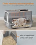 Feandrea Stainless Steel Cat Litter Box with Flip Lid, XL Enclosed Litter Box with Leak-Proof Design, Scoop, Brush, Dual Entry, for Cats up to 15 kg, Dove Grey PPT005G01 - 4