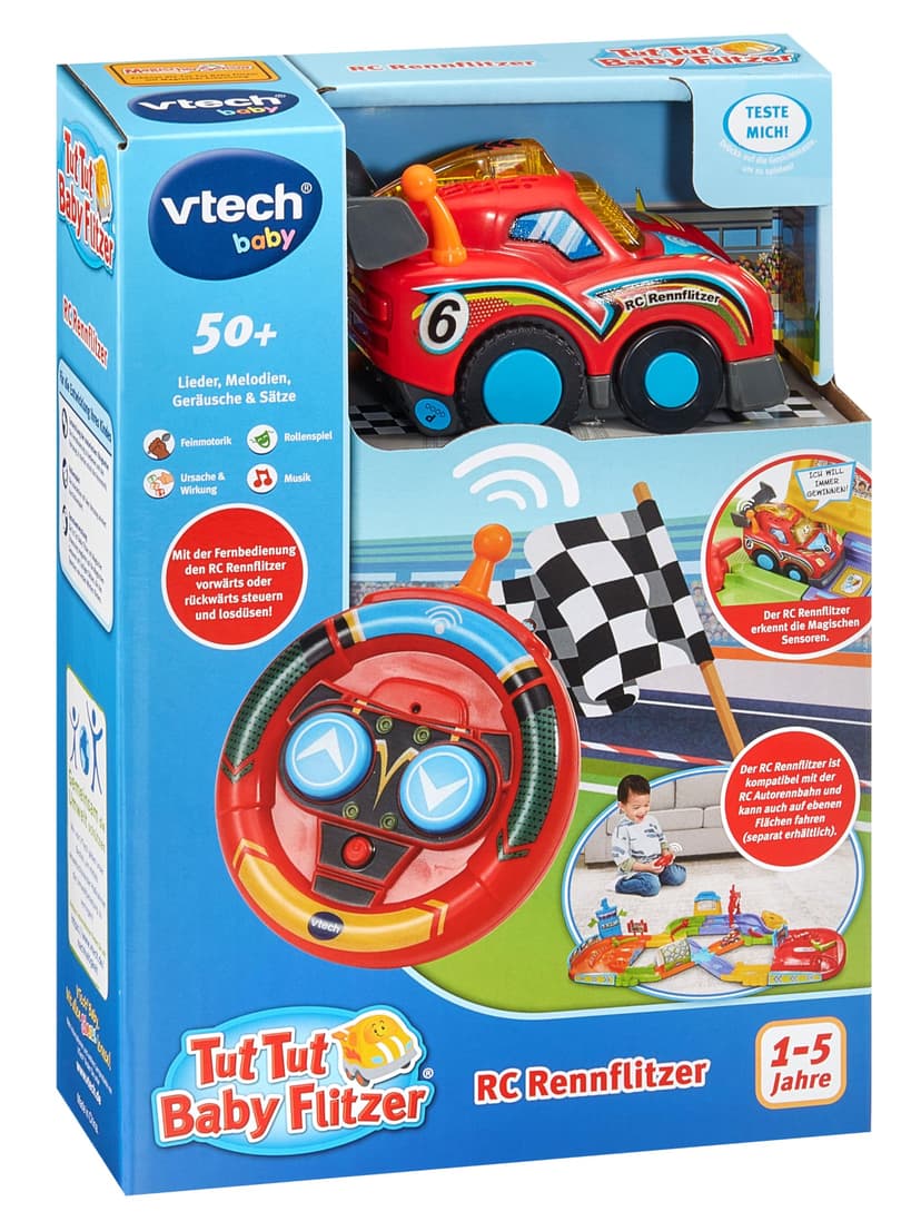 Vtech Baby TUT TUT Baby Speedster - RC Racing Speedster - Remote Controlled Toy Car with Light and Action Buttons, Music, Exciting Phrases and Sounds - For Children Aged 1-5 Years - 6