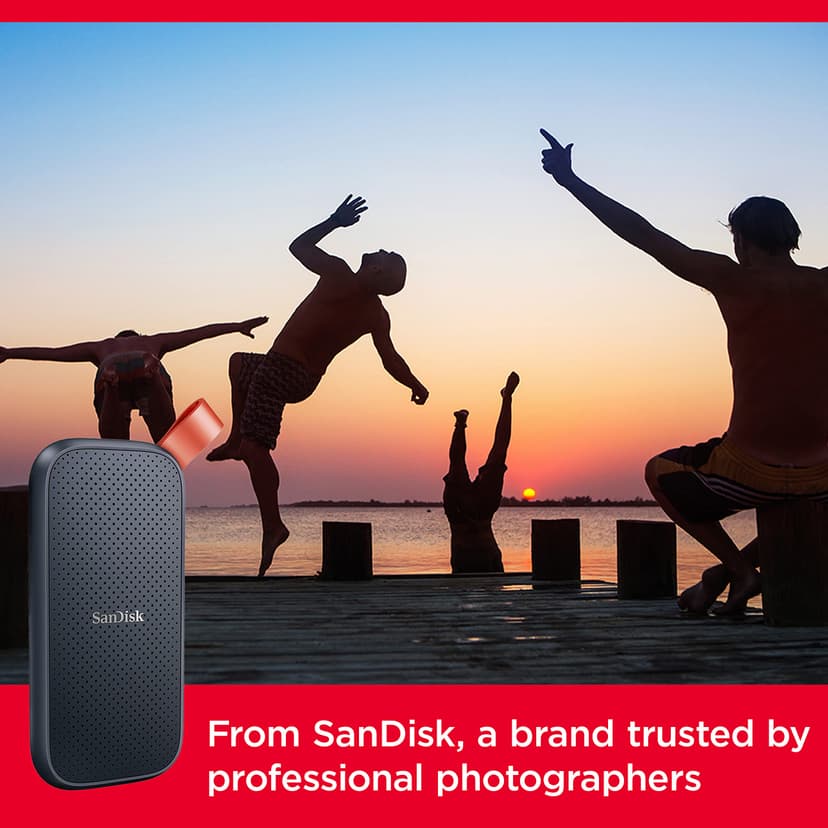 SANDISK Portable SSD 1TB (Read speeds up to 800 MB/s, USB 3.2 Gen 2, USB-C, NVMe Solid State Performance, Updated firmware, fastening loop made of durable rubber) Black - 6