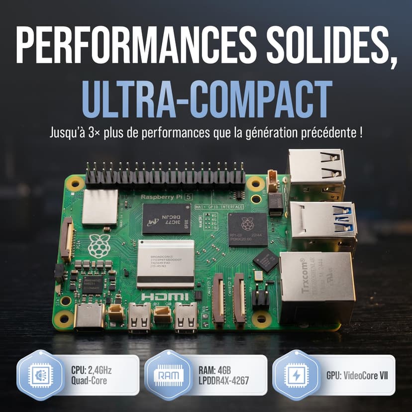 db-tronic Raspberry Pi 5 4 Go Starter Kit | Édition 64 Go | Alimentation 27 W | Boîtier avec Ventilateur | Micro HDMI 4K | Dissipateur | idéal pour Home Assistant et Le Smart Home - 9