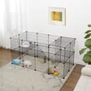SONGMICS Pet Enclosure, LPI02H, 2 Levels, Modular Enclosure for Small Animals, Hamsters, Rabbits, Guinea Pigs, Mesh Panels, Indoor Use, 143 x 73 x 71 cm, Black - 2