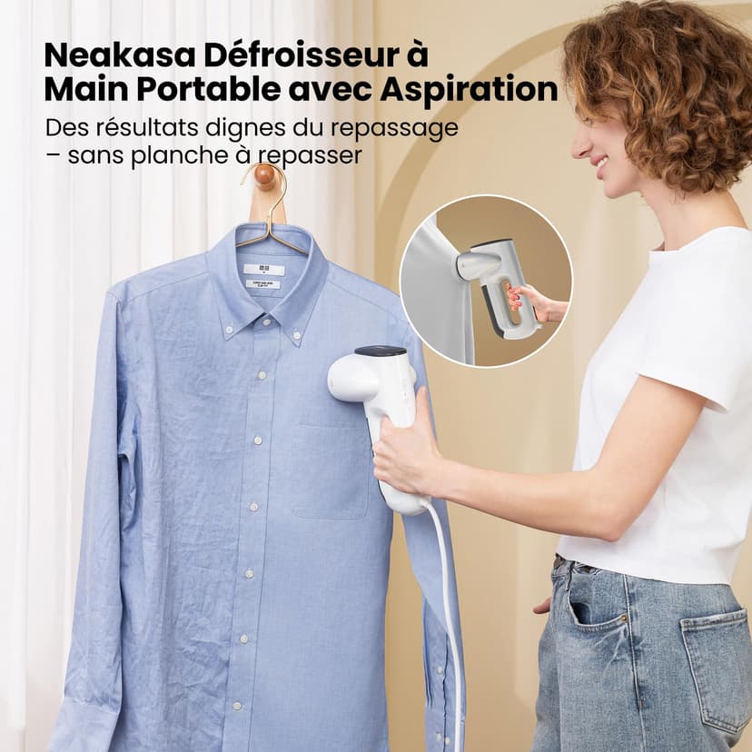 Neakasa Magic 1 Défroisseur vapeur portable avec aspiration, compact et pliable, pas de planche à repasser nécessaire, utilisation à une main - 2