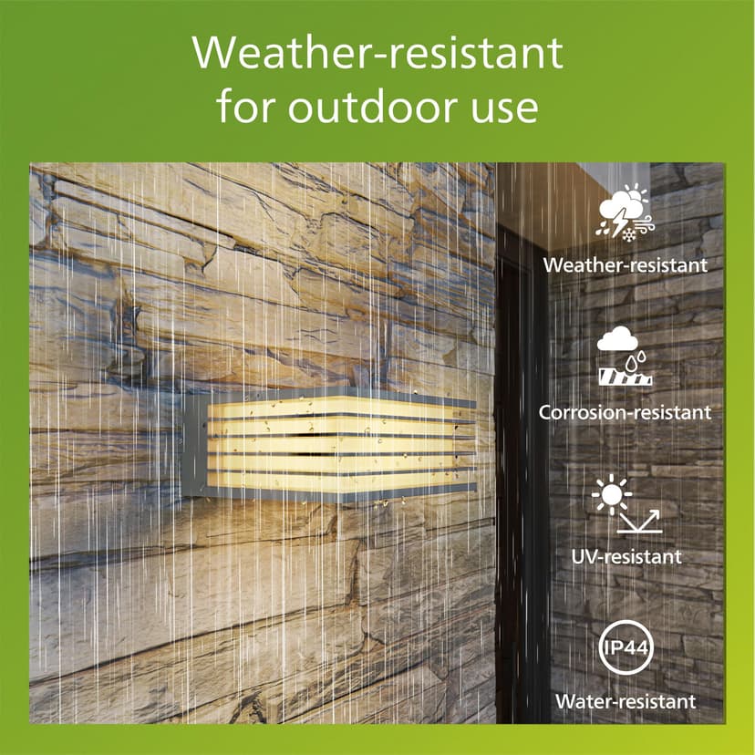 Philips Shades Outdoor Wall Light, IP44 Weather-resistant, Vertical Light, Durable, Aluminium, Light Grey, E27 Bulb Sold Separately - 5