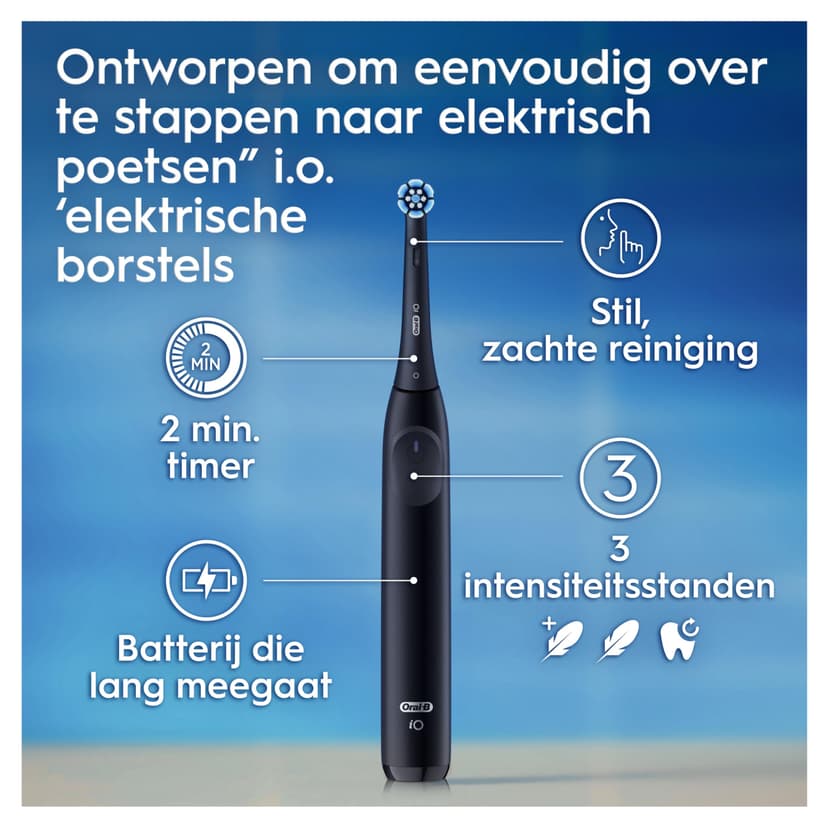Oral-B iO Series 2 Electric Toothbrush, 1 Replacement Brush, 3 Cleaning Modes for Dental Care, Magnetic Technology, Travel Case, Travel Toothbrush Case, Designed by Braun, Night Black - 5
