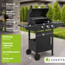 Juskys Barbecue à gaz Louisiana avec 3 brûleurs 8,1 kW, avec grille, couvercle – Grill avec thermomètre, chauffe-plat et tablettes latérales - 7