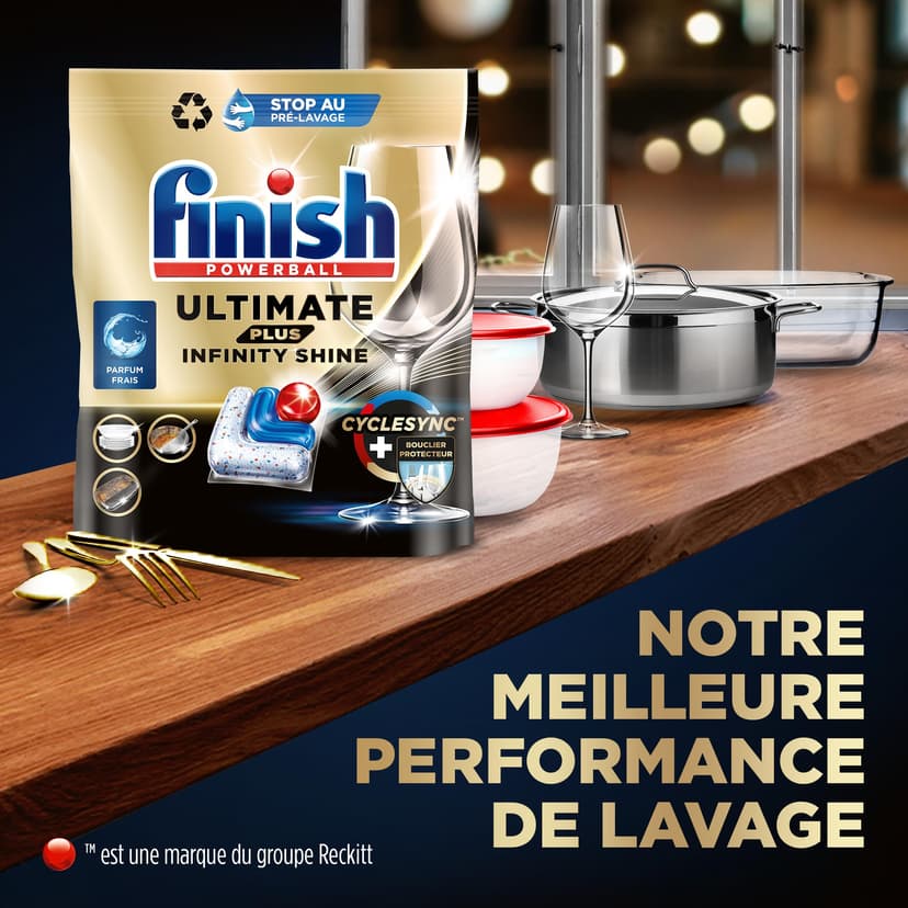 Finish Ultimate Plus Infinity Shine Pastilles Lave-Vaisselle, Propreté Intense & Brillance Étincelante, 146 Capsules - 7