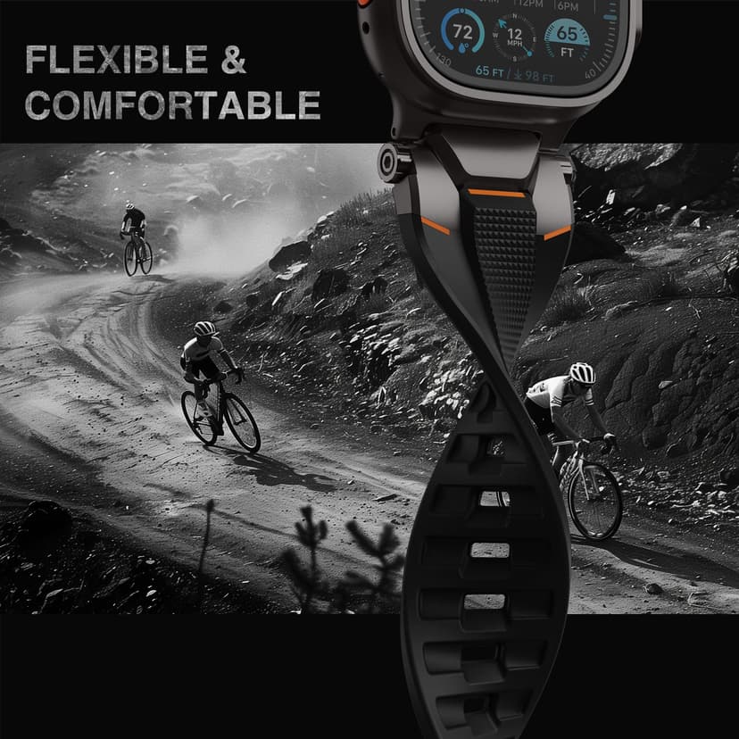 ULTIMAL Compatible with Apple Watch Ultra 2 Strap 49 mm, Compatible Apple Watch Straps Men, Sports Strap Watch Robust Premium - Metal (Black + Black) - 3