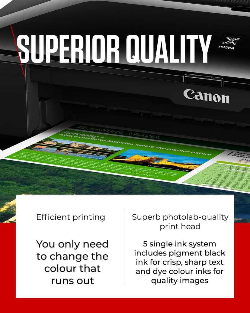 Canon PIXMA iX6850 Wireless Printer (Black) - Compact, High-Performance Home Printer - Print A3+ Photo-Lab Quality Documents & Photos - Wi-Fi/Ethernet Connectivity - Replaceable 5 Single Ink System - 3