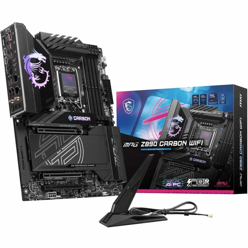 MSI MPG Z890 CARBON WIFI Motherboard, ATX - Supports Intel Core Ultra Processors (Series 2), LGA 1851-110A SPS VRM, DDR5 Memory Boost 9200+ MT/s (OC), PCIe 5.0 x16 & 4.0 x16, M.2 Gen5, Wi-Fi 7, 5G L - 1