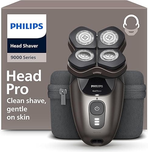 Philips Head Shaver Pro 9000 Series - Rasoir pour la tête d'hommes et femmes, tête flexible 360°, lames ComfortCut, rasage efficace tout en douceur pour la peau, idéal en cadeau, modèle HS9980/15