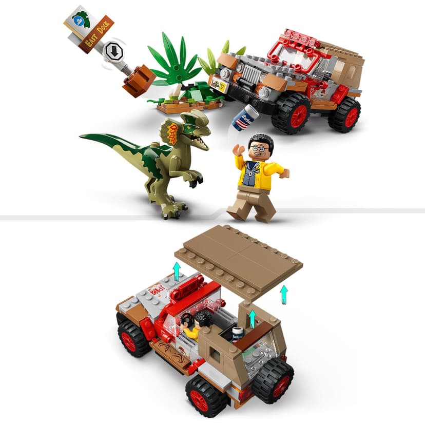 LEGO 76958 Jurassic Park L'Embuscade du Dilophosaure, Jouet Dinosaure et Voiture Jeep pour Garçons, Filles, Enfants Dès 6 Ans, avec Figurine Dino, Jeu Collection 30ème Anniversaire - 5