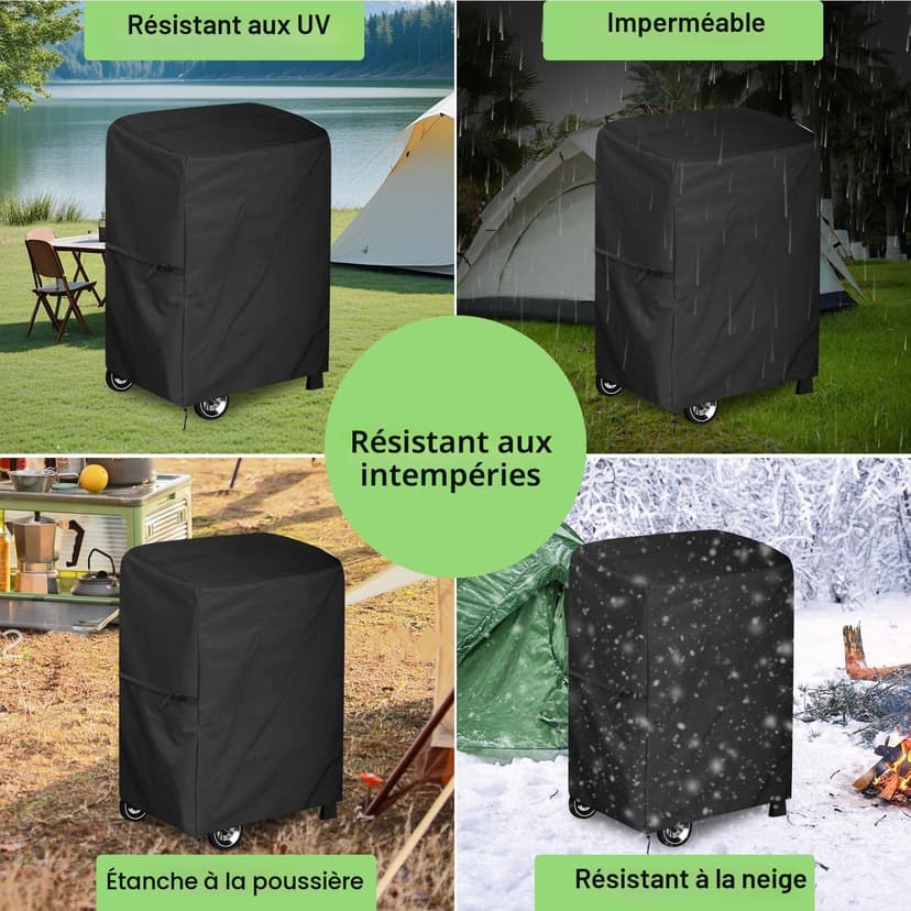Newbob Bache de Protection pour Barbecue, 80x66x110cm Universelle Housse Barbecue Exterieur Housse Plancha, 420D Oxford Imperméable Coupe-Vent Anti-UV Couverture de Grill - 3