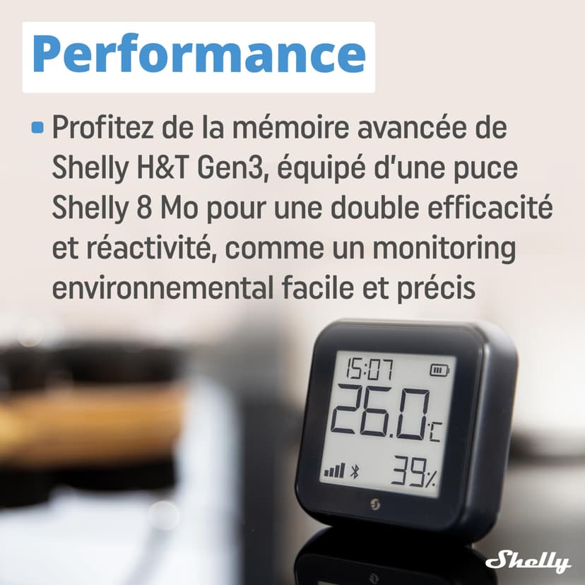 Shelly H&T Gen3 Noir - Capteur de température et d'humidité connecté, Thermomètre & Hygromètre intérieur/extérieur Wi-Fi, Écran eink, Horloge digitale, App iOS & Android - 4