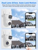 Hiseeu 【Dual Lens+8X Digital Zoom】 3MP Dual Lens PTZ WiFi Security Camera Outdoor, 2.4G/5G WiFi CCTV Home Surveillance Camera Outdoor, Color Night Vision, Auto Tracking Alarm Sound Light 2-Way Audio - 2