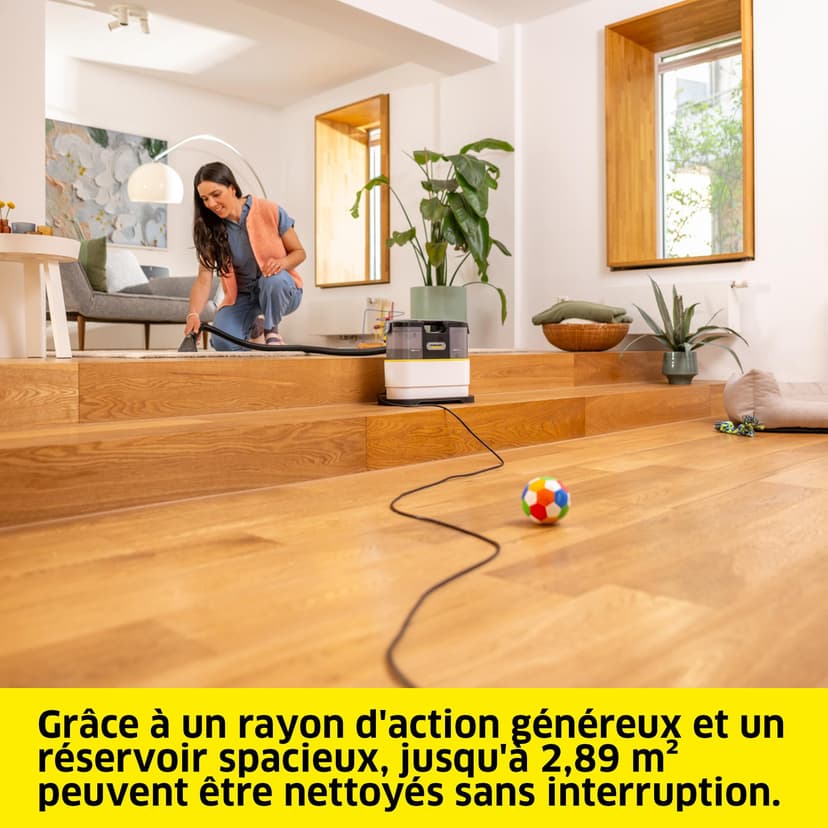Kärcher Détacheur SE 2 Spot Care, puissance d'absorption : 450 W, réservoir d’eau propre: 1,5 l, surface : 2,89 m², poids: 4,2 kg, buse de lavage pour meubles, brosse pour taches et détergent RM 519 - 3