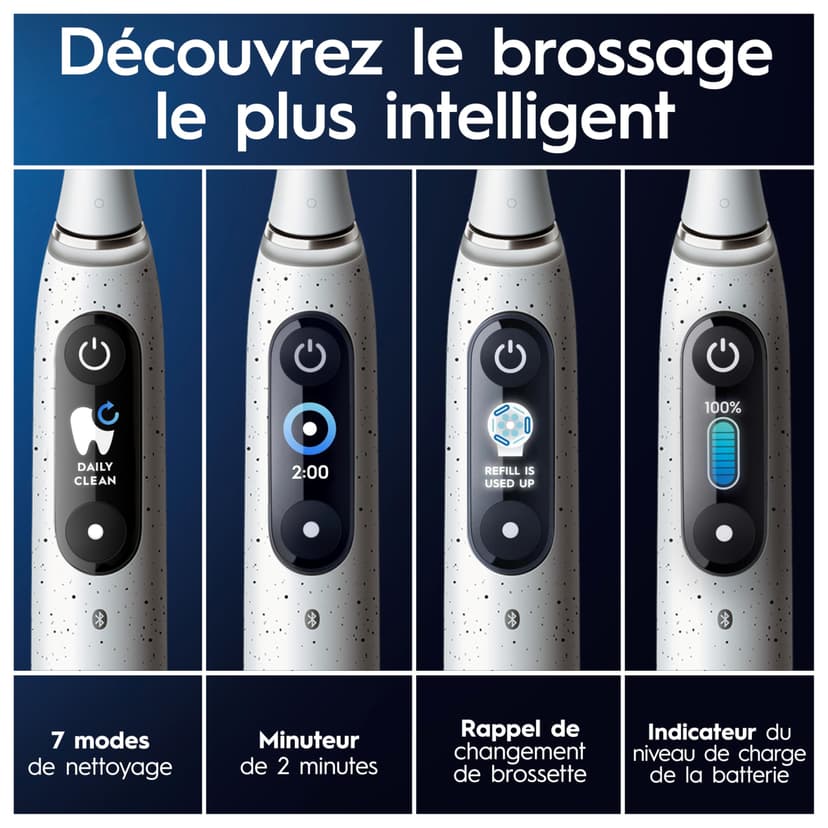 Oral-B iO10 White Electric Toothbrush, 3 Brushes, 1 Travel Case Charger, 1 White Pouch, 1 Brush Holder - 8