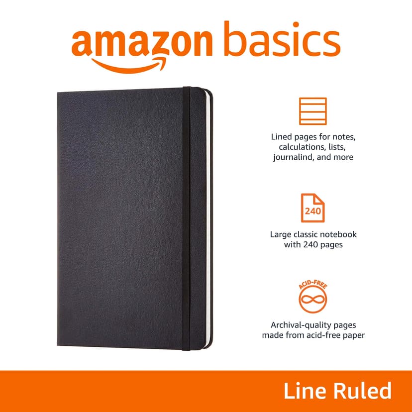 Amazon Basics Classic Notebook, A5, Plain, Black - 2